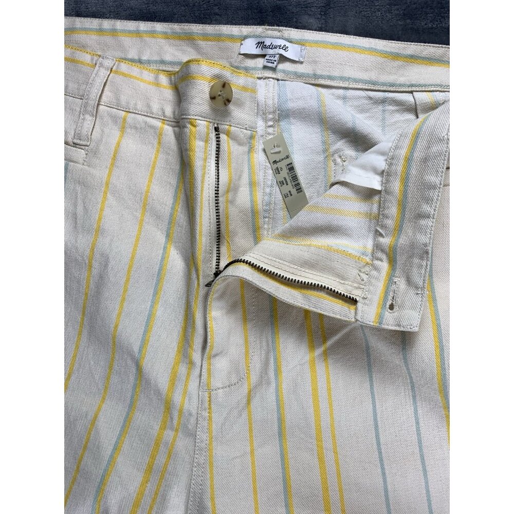 Madewell Women’s Size 37T Emmett Wide-Leg Crop Pants Warm Honeysuckle Stripe - Picture 4 of 11